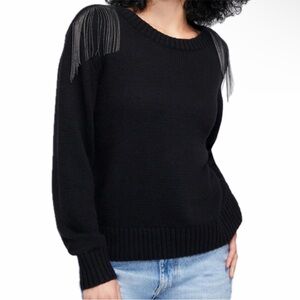 Wildfox Charleston Sympatico Sweater - Jet Black chain shoulder pads​​​